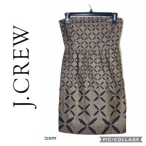 J.Crew Strapless X Floral Print Dress Sz 0 Brown